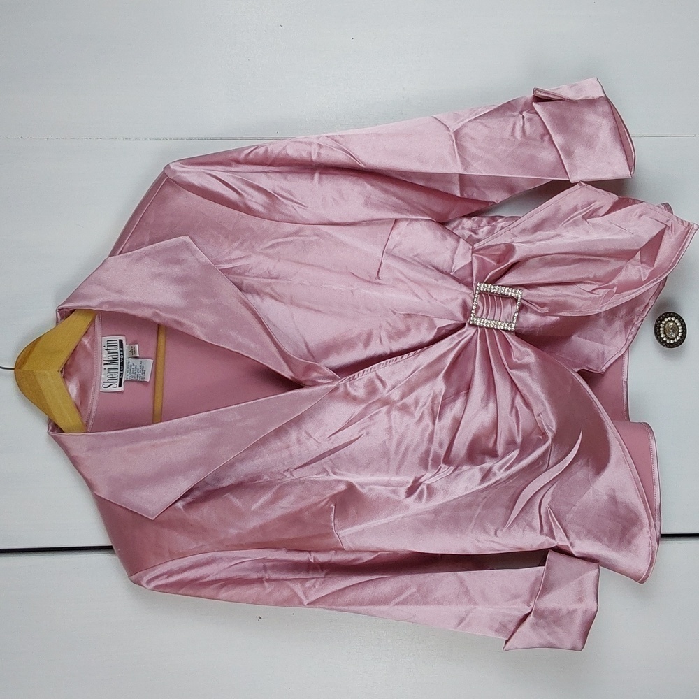 Sheri Martin| Soft Pink Satin Shiny Rhinestone Top Bling Mod Sz.L